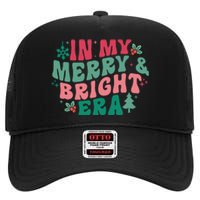 In My Merry And Bright Era Christmas Santa Xmas Groovy Retro High Crown Mesh Back Trucker Hat