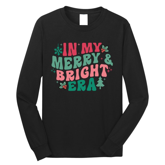 In My Merry And Bright Era Christmas Santa Xmas Groovy Retro Long Sleeve Shirt