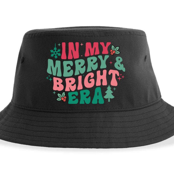 In My Merry And Bright Era Christmas Santa Xmas Groovy Retro Sustainable Bucket Hat