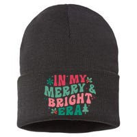 In My Merry And Bright Era Christmas Santa Xmas Groovy Retro Sustainable Knit Beanie