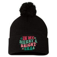 In My Merry And Bright Era Christmas Santa Xmas Groovy Retro Pom Pom 12in Knit Beanie