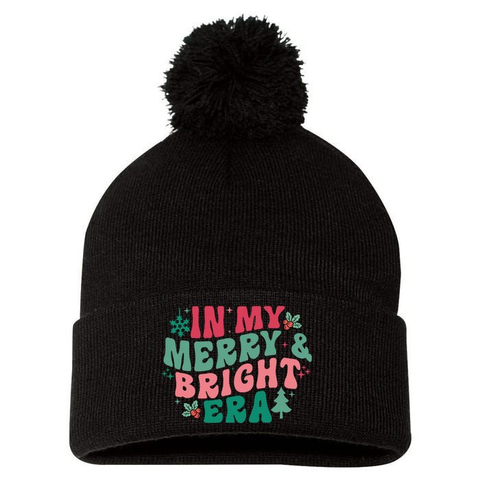 In My Merry And Bright Era Christmas Santa Xmas Groovy Retro Pom Pom 12in Knit Beanie