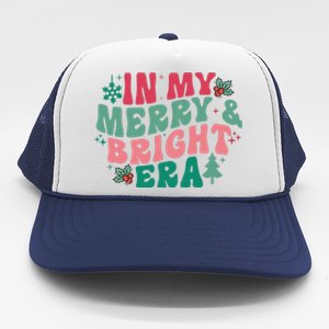 In My Merry And Bright Era Christmas Santa Xmas Groovy Retro Trucker Hat