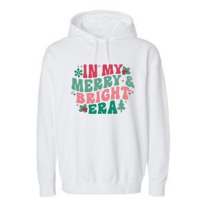 In My Merry And Bright Era Christmas Santa Xmas Groovy Retro Garment-Dyed Fleece Hoodie