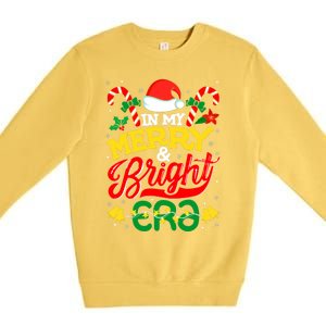 In My Merry And Bright Era Cute Christmas Santa Reindeer Premium Crewneck Sweatshirt