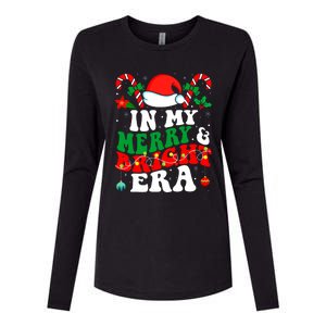 In My Merry And Bright Era Cute Groovy Retro Xmas Christmas Womens Cotton Relaxed Long Sleeve T-Shirt