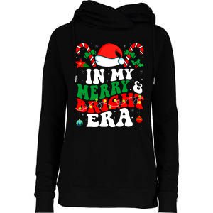 In My Merry And Bright Era Cute Groovy Retro Xmas Christmas Womens Funnel Neck Pullover Hood