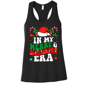 In My Merry And Bright Era Cute Groovy Retro Xmas Christmas Women's Racerback Tank