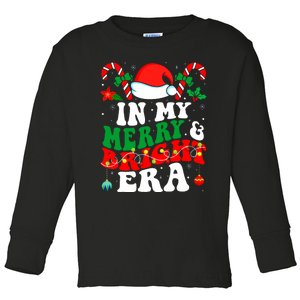 In My Merry And Bright Era Cute Groovy Retro Xmas Christmas Toddler Long Sleeve Shirt