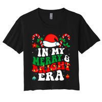 In My Merry And Bright Era Cute Groovy Retro Xmas Christmas Women's Crop Top Tee