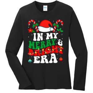 In My Merry And Bright Era Cute Groovy Retro Xmas Christmas Ladies Long Sleeve Shirt