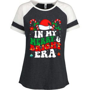 In My Merry And Bright Era Cute Groovy Retro Xmas Christmas Enza Ladies Jersey Colorblock Tee