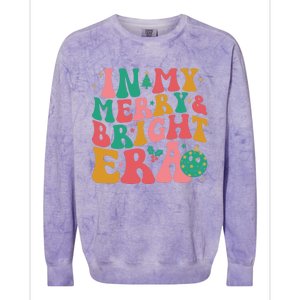 In My Merry And Bright Era Groovy Merry And Bright Christmas Colorblast Crewneck Sweatshirt