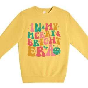 In My Merry And Bright Era Groovy Merry And Bright Christmas Premium Crewneck Sweatshirt