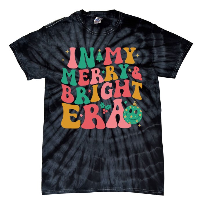 In My Merry And Bright Era Groovy Merry And Bright Christmas Tie-Dye T-Shirt