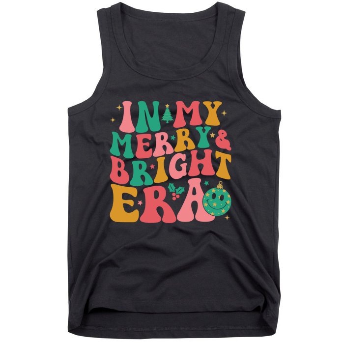 In My Merry And Bright Era Groovy Merry And Bright Christmas Tank Top