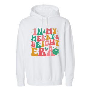 In My Merry And Bright Era Groovy Merry And Bright Christmas Garment-Dyed Fleece Hoodie