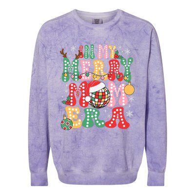 In My Merry Mom Era Groovy Christmas Family Matching Colorblast Crewneck Sweatshirt