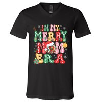 In My Merry Mom Era Groovy Christmas Family Matching V-Neck T-Shirt