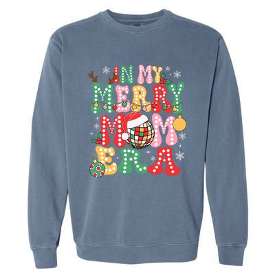 In My Merry Mom Era Groovy Christmas Family Matching Garment-Dyed Sweatshirt