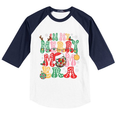 In My Merry Mom Era Groovy Christmas Family Matching Baseball Sleeve Shirt