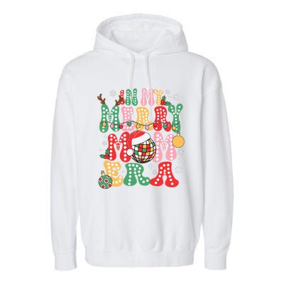 In My Merry Mom Era Groovy Christmas Family Matching Garment-Dyed Fleece Hoodie