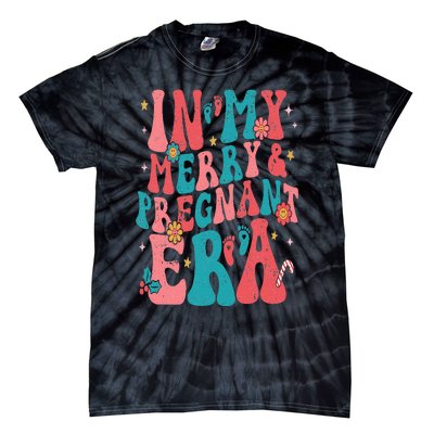 In My merry and Pregnant Era Pregnancy Pregnant Christmas Tie-Dye T-Shirt