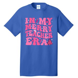 In My Merry Teacher Era Groovy Pink Christmas Teacher Funny Gift Tall T-Shirt