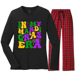 In My Mardi Gras Era Festival Retro Carnival Holiday Women's Long Sleeve Flannel Pajama Set 