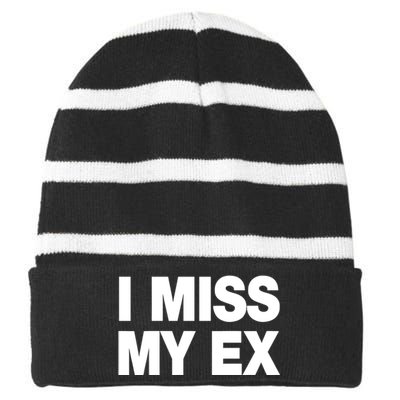 I Miss My Ex Striped Beanie with Solid Band