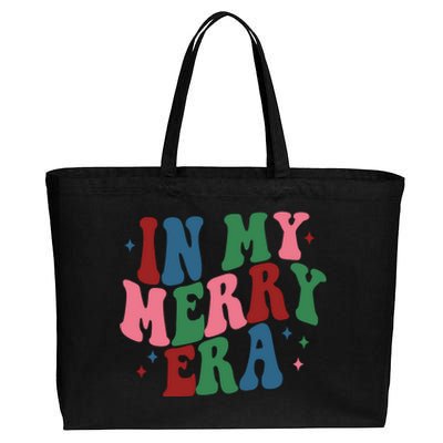 In My Merry Era Christmas Holiday Cotton Canvas Jumbo Tote