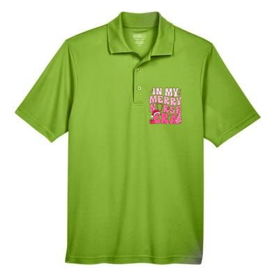 In My Merry Nurse Era Retro Groovy Wavy Pink Santa Hat Xmas Cute Gift Men's Origin Performance Pique Polo