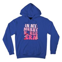 In My Merry Nurse Era Retro Groovy Wavy Pink Santa Hat Xmas Cute Gift Hoodie