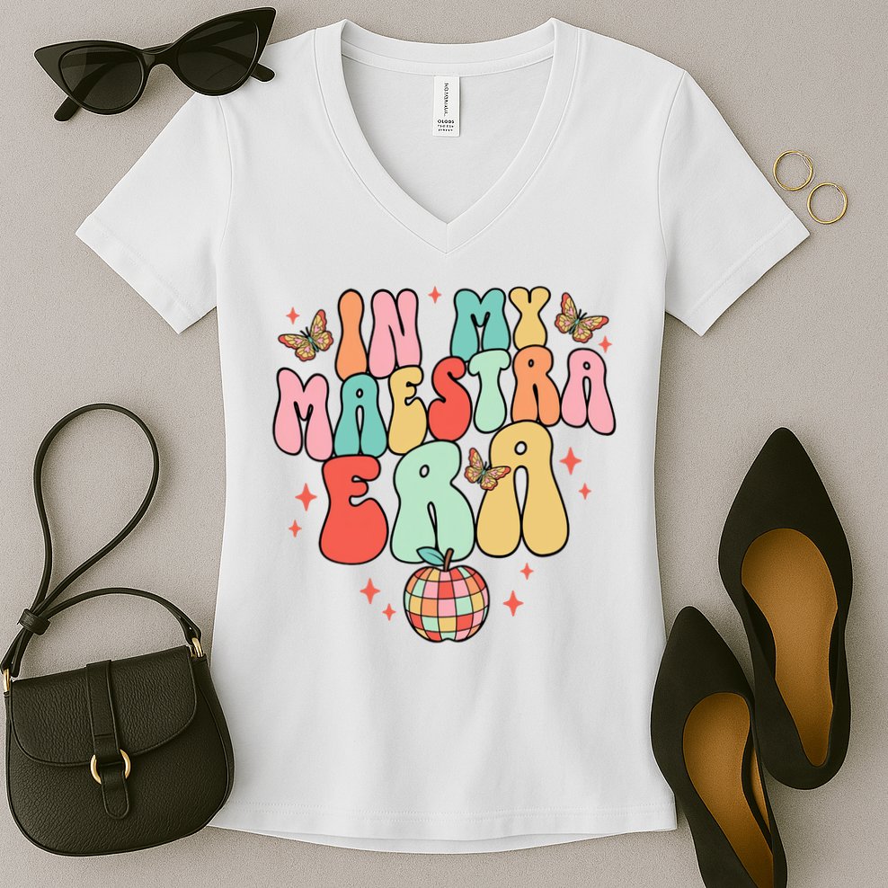 In My Maestra Era Spanish Teacher Back To School Women's V-Neck T-Shirt