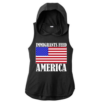 Immigrants Feed America US Flag Ladies PosiCharge Tri-Blend Wicking Draft Hoodie Tank