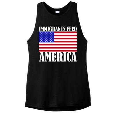 Immigrants Feed America US Flag Ladies PosiCharge Tri-Blend Wicking Tank