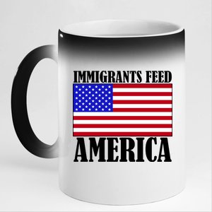 Immigrants Feed America US Flag 11oz Black Color Changing Mug