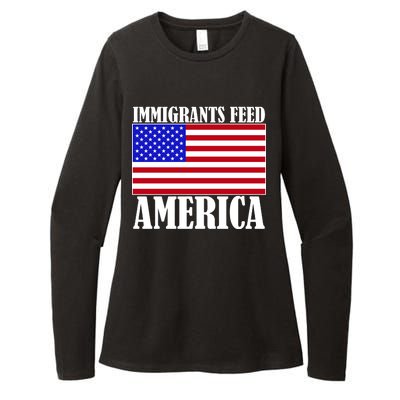 Immigrants Feed America US Flag Womens CVC Long Sleeve Shirt