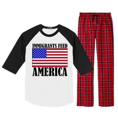 Immigrants Feed America US Flag Raglan Sleeve Pajama Set