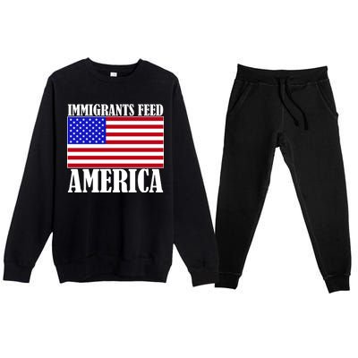 Immigrants Feed America US Flag Premium Crewneck Sweatsuit Set