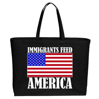 Immigrants Feed America US Flag Cotton Canvas Jumbo Tote