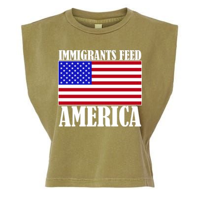 Immigrants Feed America US Flag Garment-Dyed Women's Muscle Tee