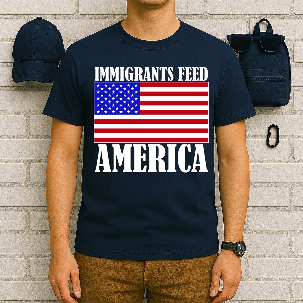 Immigrants Feed America US Flag T-Shirt