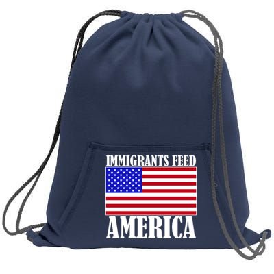 Immigrants Feed America US Flag Sweatshirt Cinch Pack Bag