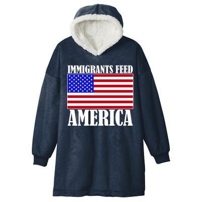 Immigrants Feed America US Flag Hooded Wearable Blanket