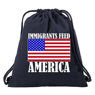 Immigrants Feed America US Flag Drawstring Bag