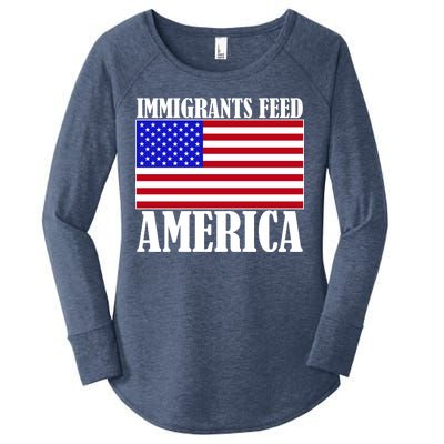 Immigrants Feed America US Flag Women's Perfect Tri Tunic Long Sleeve Shirt