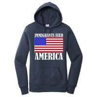 Immigrants Feed America US Flag Women's Pullover Hoodie