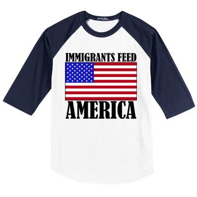 Immigrants Feed America US Flag Baseball Sleeve Shirt