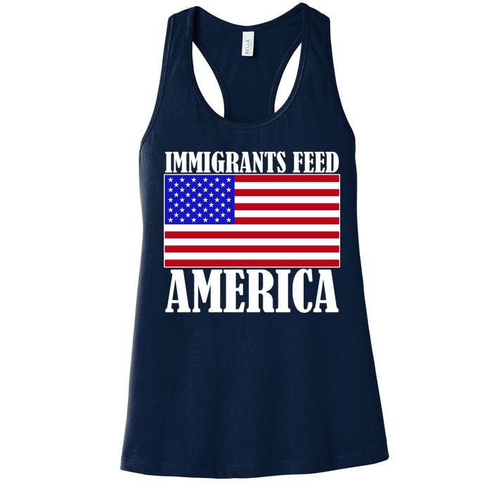 Immigrants Feed America US Flag Women's Racerback Tank